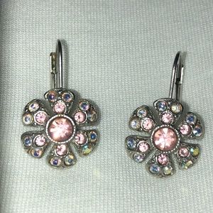 Pink Crystal Flower Earrings